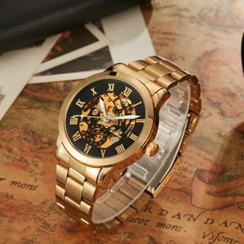 Gorben Stainless Steel Strap Luxury Sport Wristwatch Automatic Mechanical Watch Men Skeleton Watches Male Wristwatches