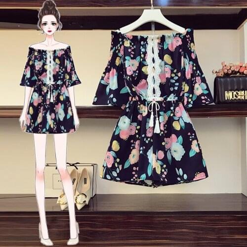 Sexy fashion Floral Print Women Jumpsuit 2020 Summer Beach Off Shoulder Bodysuit Casual Loose Playsuit plus size 4XL jumpsuits