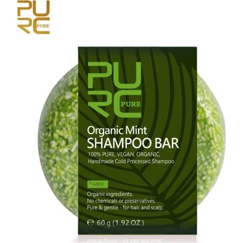 PURC Handmade Cold Processed Organic Natural Mint Shampoo Bar Remove Dandruff And Itching Shampoo No Chemicals Or Preservatives
