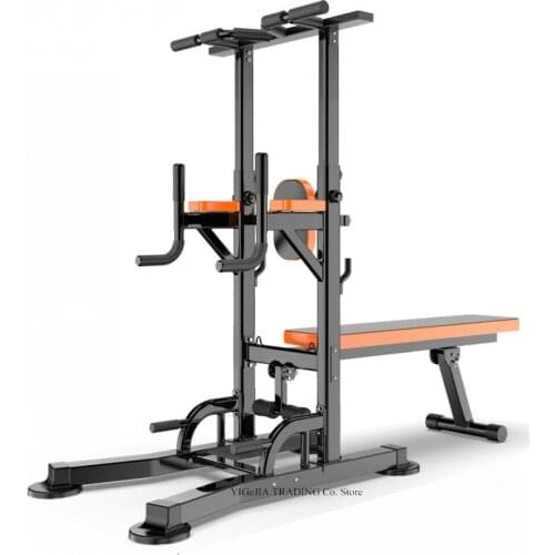 All-in-One Workout Dip Station with Fitness Board, 8 Grade Adjust Height Home Gym Pull Up Dip Station, Sit-Ups Fitness Equipment