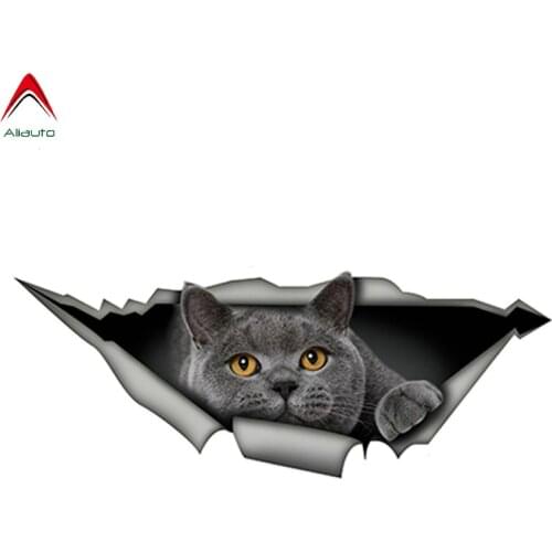Aliauto Funny Gray Cat Car Sticker British Shorthair 3D Vinyl Decal Waterproof Automobiles & Motorcycles Decoration,15cm*6cm