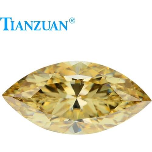 Yellow color marquise shape dia mond cut Sic material moissanites loose gem stone