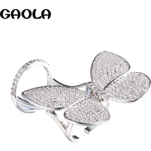 GAOLA 2017 New Arrival Lovely Butterfly Ring Open Rings Women Jewelry Cubic Zirconia Ring Gifts J1714A