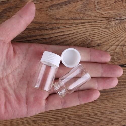 10pcs 7ml 22*40mm mini Clear Glass Jars Wishing bottles Glass Bottles with White Plastic Caps Glass Vials for Art Craft