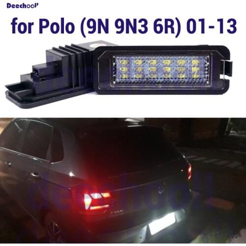 2 X Pure White 18SMD 2835 Canbus Car License Plate Lamp kit for Volkswagen for VW POLO 9N 9N3 6R 2001-2013 Number Plate Light