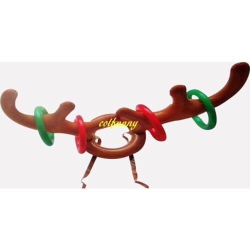 200pcs/lot Hot Sale Children Kids Christmas Inflatable Santa Funny Reindeer Antler Hat Ring Toss Christmas Party Supplies Toys