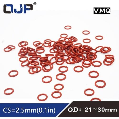 5PCS/lot Red Silicon Rings Silicone/VMQ O ring OD21/22/23/24/25/26/27/28/29/30/31*2.5mm Thickness Rubber O-Ring Seal Gaskets