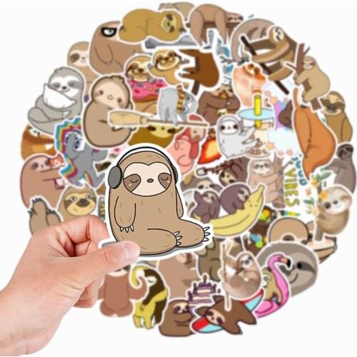 50pcs Car Personality Sticker Sloth New Theme Graffiti Stickers Laptop Suitcase Guitar Auto Motorcycle Body Graffiti Sticker