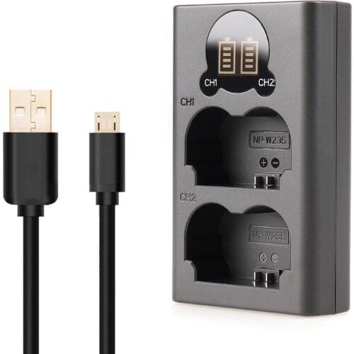 NP-W235 LCD Battery Adapter Double Charge Charger Fast Charge for Fuji X-T4 Camera Battery
