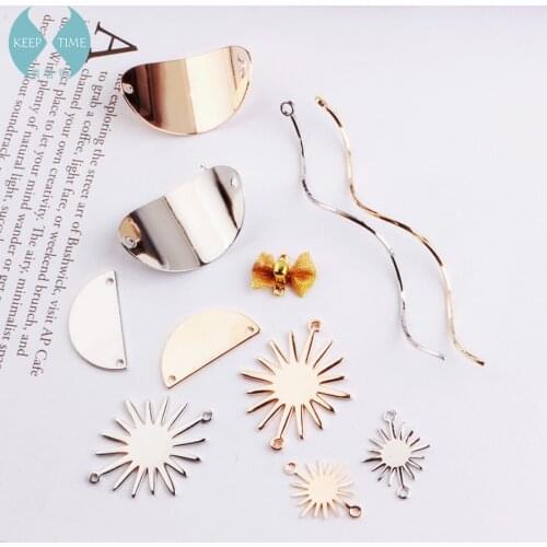 DIY alloy accessories handmade wafer wave butterfly knot semicircle solar earring ear clip ear nail hanging material