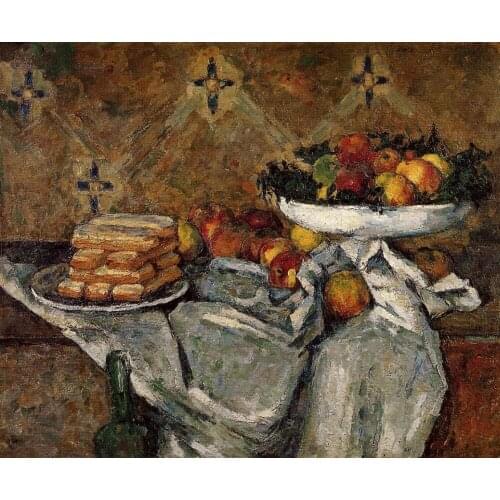 AllSource Oil Painting,Handmade famous Oil Painting Reproduction on linen canvas,compotier-and-plate-of-biscuits BY paul Cezanne