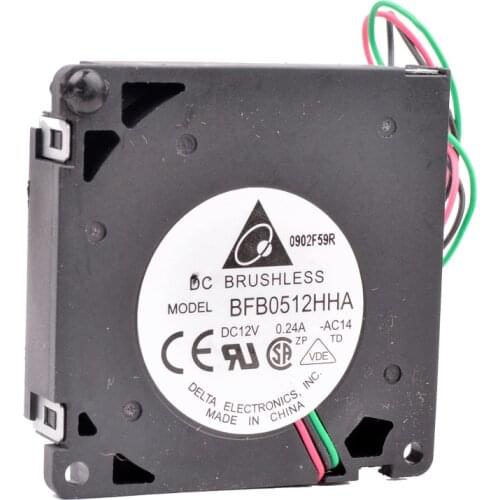 BFB0512HHA 5cm 50mm fan 50x50x10mm DC12V 0.24A 3 lines ball bearing large air volume turbo blower cooling fan