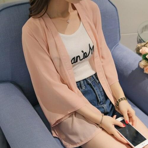 Blouse Women Blusas Mujer De Moda 2021 Verano Sun Protection Clothing Top Cardigan Chiffon Blouse Shirt Women Blouses Blusa D623