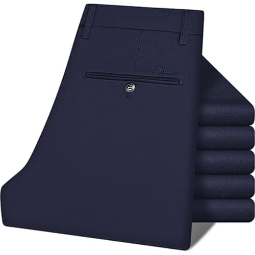 Business High Waist MenS Lyocell Casual Pants Autumn And Winter New Loose Straight Stretch Pants Male Regular Fit Brand Clothes