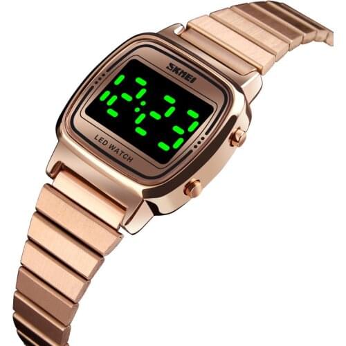 Womens Watch SKMEI Digital Watch Date LED light Display Electronic Watch Fashion Ladies Dress Wristwatch Waterproof Bracelet