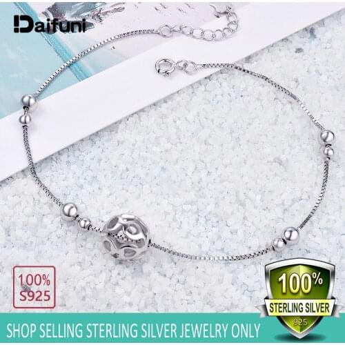 Daifuni Bohemian 925 Sterling Silver Heart Round Anklets for Women Vintage Yoga Beach Anklet Summer Style Sandals Shoes Barefoot