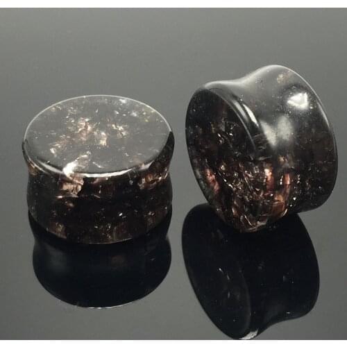 ELEIHENWTA 8mm-16mm pair selling blackglass ear tunnels glass ear gauges body jewelry piercing expander Guages Piercing