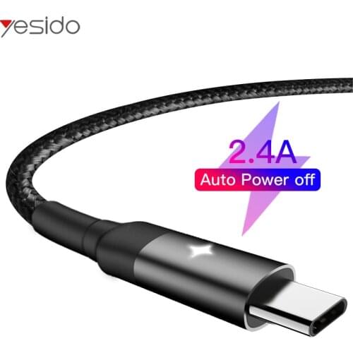 Yesido CA28 Smart Power Off USB Type C Cable Fast Charger Type-c Cable For Samsung S10 S9 Xiaomi Huawei USB C Cord Data Cables