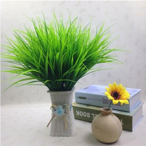 2pcs Artificial Plants Faux Plastic Wheat Grass Fake Leaves Shrubs Simulation Greenery Bushes Indoor Outside Home Garden Decor