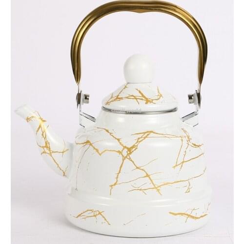Chinese Gas Whistling Teapot Enamel Vintage Kettle Whistling Gas Teapot White Kettle Tea Retro Stove Top Enamel Kettles