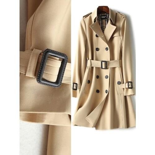 Classic British Style Windbreaker 2021 New Mid Length Slim Down Womens Spring Small Khaki