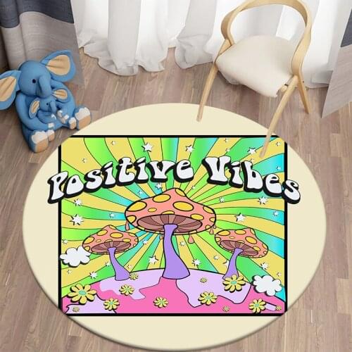 Alien Smoke Round Carpet for Living Room Hippie Mushroom Area Rugs Sun and Moon Bedroom Carpet Floor Mat Carpets Rug