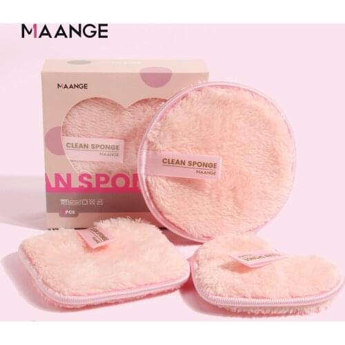 MAANGE 3Pcs Makeup Removal Sponge with Box Microfiber Cloth Pads Flutter Wash Cleaning Cotton Flapping Reusable Wet Face Puff