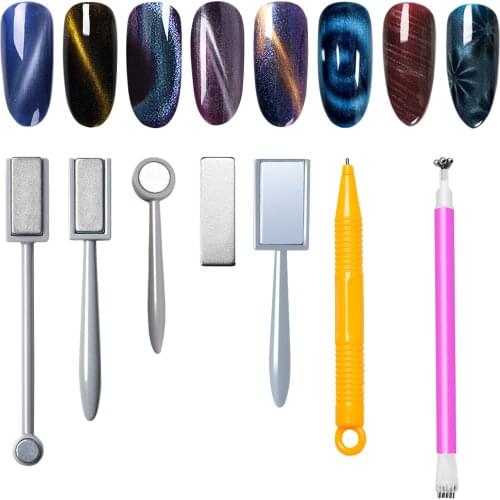 Cat Eye Magnet Tools Single Double Head Cat Eye Gel Magnet Stick Curved Line Strip 3D Designs For Polish Gel Nail Art Decor