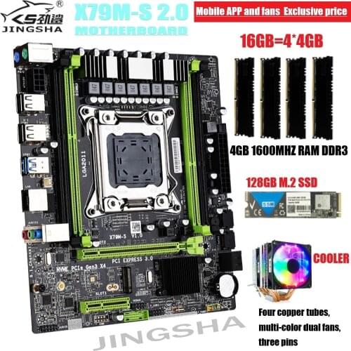 INSTOCKNOW!X79 motherboard Support LGA2011 CPU with 4pcs x 4GB = 16GB 4DDR3 1600Mhz RAM 128GB M.2 SSD Cooler Kit X79M-S2.0