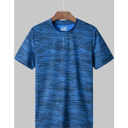 Asian Size Mens T-shirt Outdoor Clothes Mens Summer Casual O-neck T-shirt Sport Fast-dry Breathable Top Fitness Running Tshirt