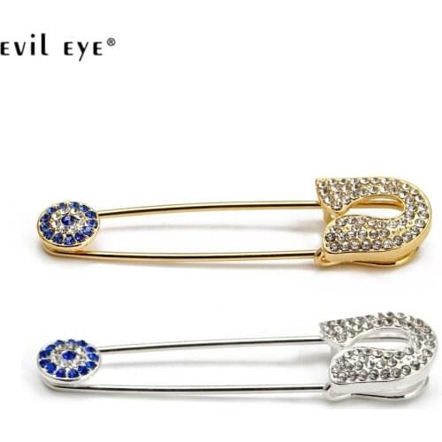 EVIL EYE Micro Pave Blue Zircon Turkish Evil Eye Brooch Pin Copper Gold Silver Color Brooch Fashion Jewelry for Women Men BE266