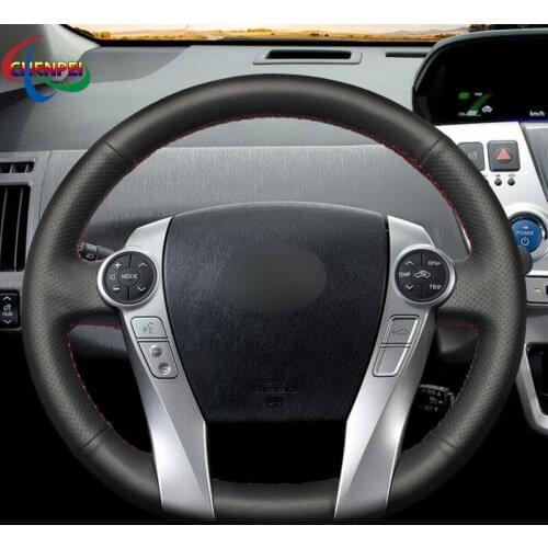 DIY Hand-Sewn Non-Slip Artificial Leather Steering Wheel Cover For Toyota Prius 30 (XW30) C V Aqua Car Interior Accessories