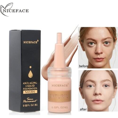 NICEFACE 5 Colors Liquid Full Cover Concealer Foundation Mineral Facial Base Cream Coverage Brighten Moisturizer Makeup