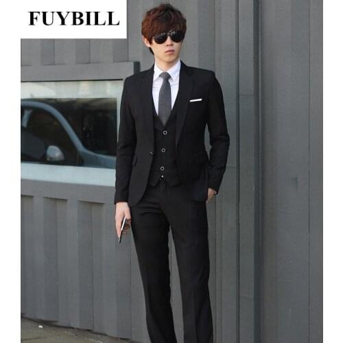 FuyBill New Style Mens Suit Three Pieces of Suits 2021 Spring Repair Type Professional Leisure Groomer Suit Groom Wedding Dress