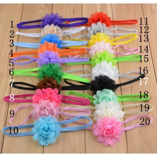 Wholesale 50pcs/lot 2" Mini Chiffon Flower with Thin Elastic Headband girls Hair Accessories Free Shipping #FDA66