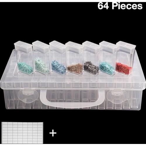 Plastic Diamond Painting Accessories with Bottles Container Storage Box Diamant Painting Holder Daimond painting Box 64pcs