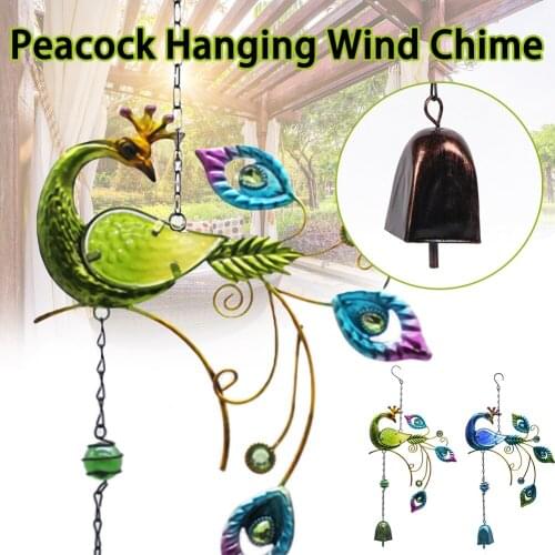 Peacock Design Wind Chimes Hanging Bells Garden Yard Home Wall Window Balcony Decor Hanging Pendant Outdoor Ornament