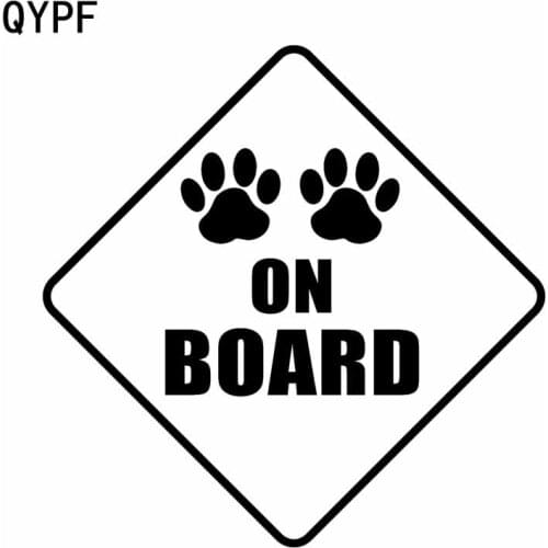 QYPF 10.2CM*10.2CM PAWS ON BOARD DOG PRINT STICKER CAR VINYL DECALS Black Sliver C14-0205