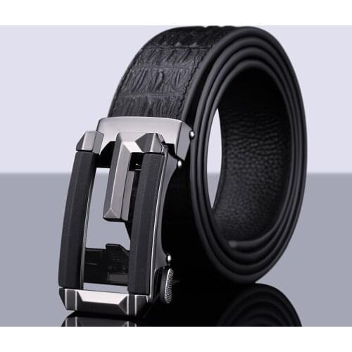 WILLIAMPOLO mens casual business all-match leather belt with automatic buckle youth trend belt luxury brand 18482-83p