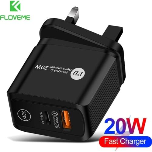 FLOVEME PD 20W USB Charger QC 3.0 Fast Phone Charge Travel Wall Adapter For iPhone 12 11 Pro X Xs Max iPad Huawei Xiaomi Samsung