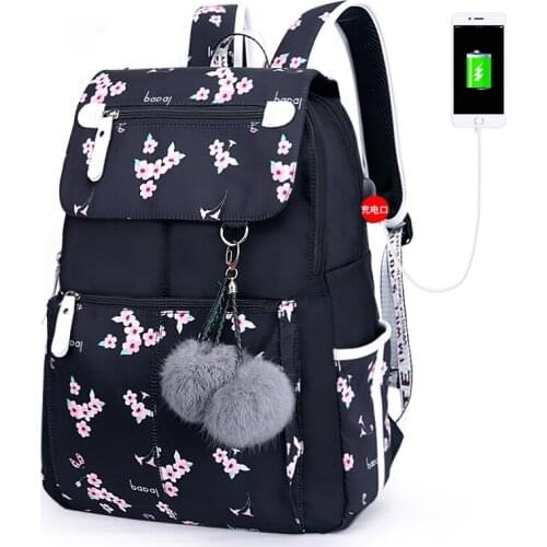 School Bag Mochilas Female Student Fashion Cute Backpack Flower Pattern Women Backpack Waterproof Shoulder Bags Teen Girl