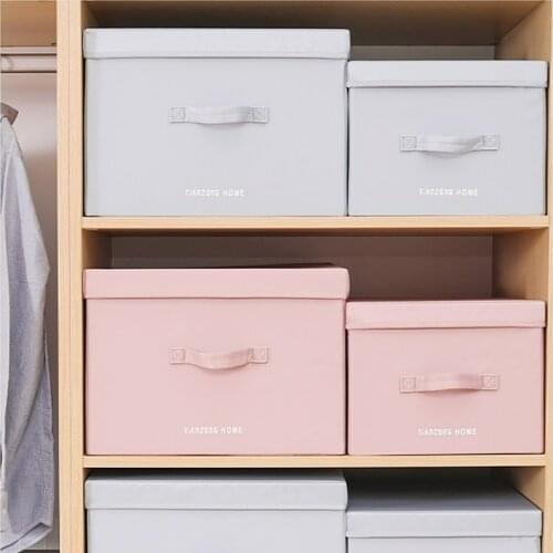 Foldable Storage Box Clothes Underwear Quilt Blanket Storage Box with Lids Large Capacity Satin Box Closet Clothing Organizer