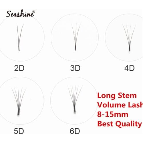 Own Brand 100% Russian Volume 3D-7D Long Stem Silk Lashes Individual Eyelash Extensions Premade Fans 1 Tray 12 Rows Volume Lash