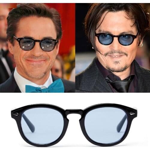 Classic Johnny Depp Round Sunglasses Women Retro Rice Nail Small Oval Sun Glasses Men TONY Blue SunGlasses Ocean Lens UV400