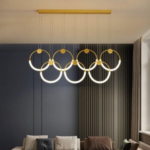 Modern LED Chandelier For Living Room Dining Room 3/5/7 Round Ring Indoor Hanging Light Pendant lamp Circle Lighting Fixture
