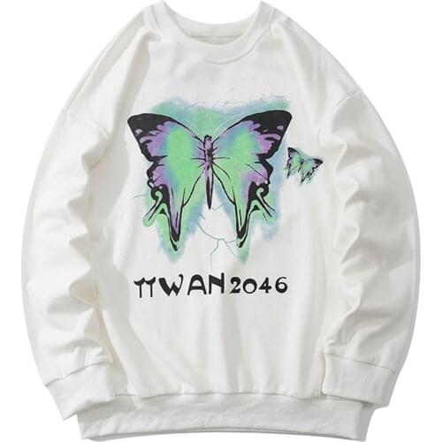 Streetwear Hoodie Dark Gradient Butterfly Print Sweatshirt Men Oversized Hip Hop Hoodie Pullover Casual Cotton Harajuku Hoodie