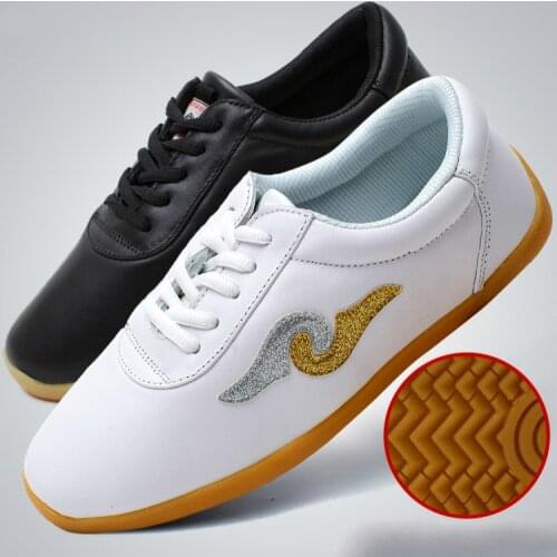 High Quality Cowhide Tai Chi Shoes Soft Genuine Leather Kung Fu Wushu Shoes Martial Arts Sneaker Sports Training Footwear