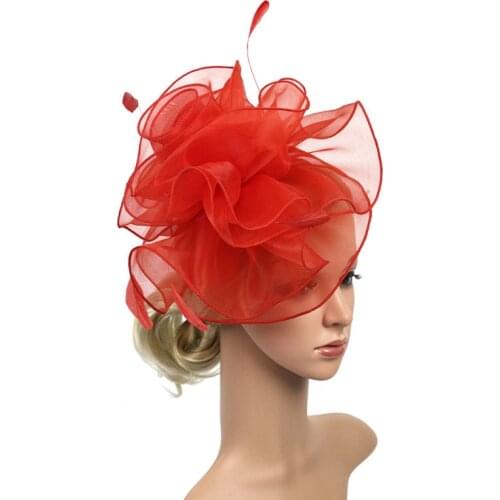 Big Flore Ladys Day Fascinator Hair Clip Hat Ascot Race Wedding Party Accessories Bridal Hair Pins Wedding Headpieces Jewelry