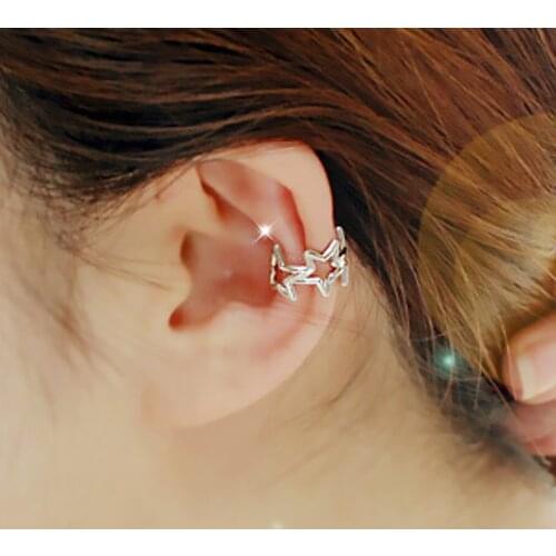 Earings for Women Vintage Punk Rock Clip on Earrings Geometric Star Moon Simple T Shape No Pierced Ear Clip Ear Cuff Jewelry