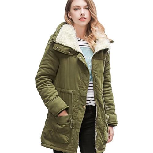 Winter Women Jacket 2019 New Lambswool Coat Slim Mid-length Cotton Parka Outwear Warm Thick Lapel Zip Casual Jacket Plus Size